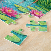 Pretty Pink Flamingo Pond Jigsaw Puzzle ジグソーパズル (側面)