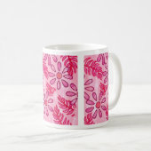 Pretty Pink Floral and Leaves Abstract Mugs コーヒーマグカップ (正面右)