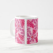 Pretty Pink Floral and Leaves Abstract Mugs コーヒーマグカップ (正面左)