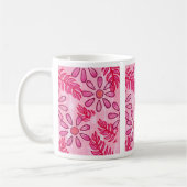 Pretty Pink Floral and Leaves Abstract Mugs コーヒーマグカップ (左)