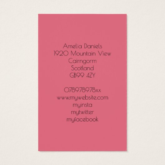 Pretty Pink Floral Business Card (裏面)