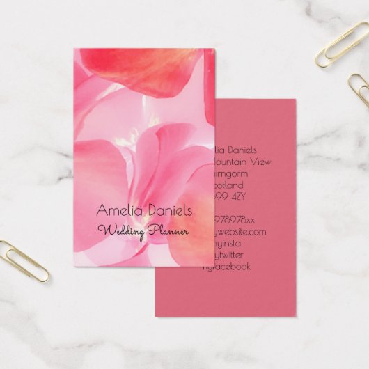 Pretty Pink Floral Business Card (オフィス)