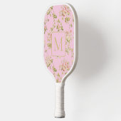 Pretty Pink Floral custom monogram ladies  ピックルボールラケット (左)