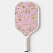 Pretty Pink Floral custom monogram ladies  ピックルボールラケット (裏面)
