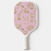 Pretty Pink Floral custom monogram ladies  ピックルボールラケット (正面)