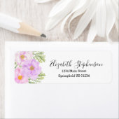 Pretty Pink Floral Custom Return Address ラベル (インサイチュ)