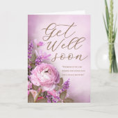 Pretty Pink Floral Get Well Soon Personalized Card カード (正面)