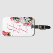 Pretty Pink Floral Monogrammed Luggage Tag ラゲッジタグ (正面横)