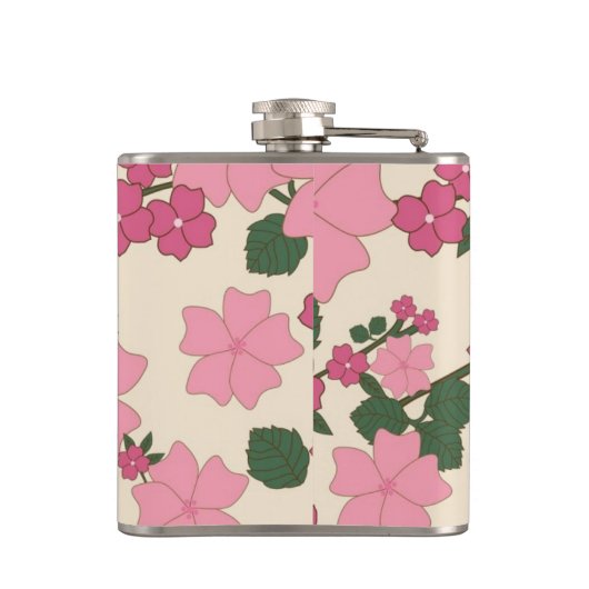 Pretty Pink Floral Pattern フラスク (裏面)