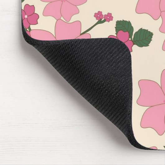 Pretty Pink Floral Pattern マウスパッド (コーナー)