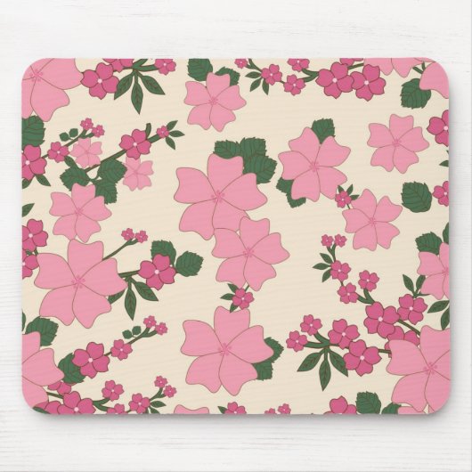Pretty Pink Floral Pattern マウスパッド (正面)