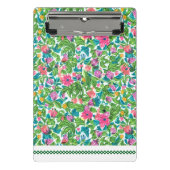 Pretty pink floral pattern greenery leaves Modern ミニクリップボード (正面)
