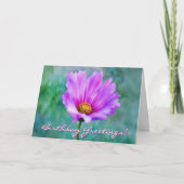 Pretty Pink Flower Artsy Birthday Card カード (正面)