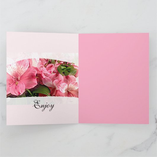 Pretty Pink Flower Folded Greeting Card カード (内部)