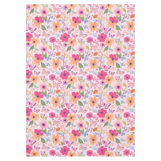 Pretty Pink Flower Garden テーブルクロス (正面)