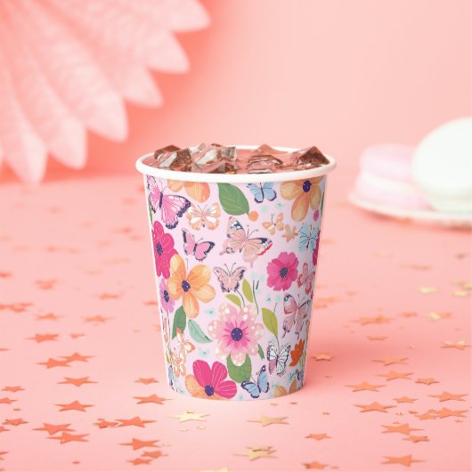 Pretty Pink Flower Garden 紙コップ (インサイチュ)