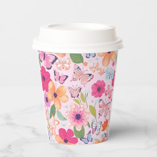 Pretty Pink Flower Garden 紙コップ (正面)