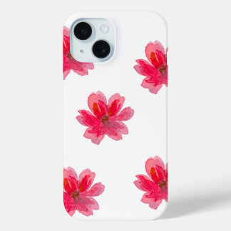 pretty pink flower phone case iPhone 15ケース