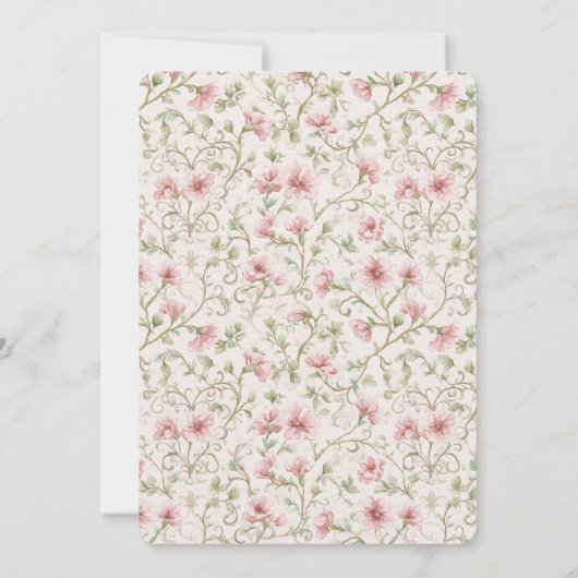 Pretty Pink Flowers Birthday 招待状 (裏面)