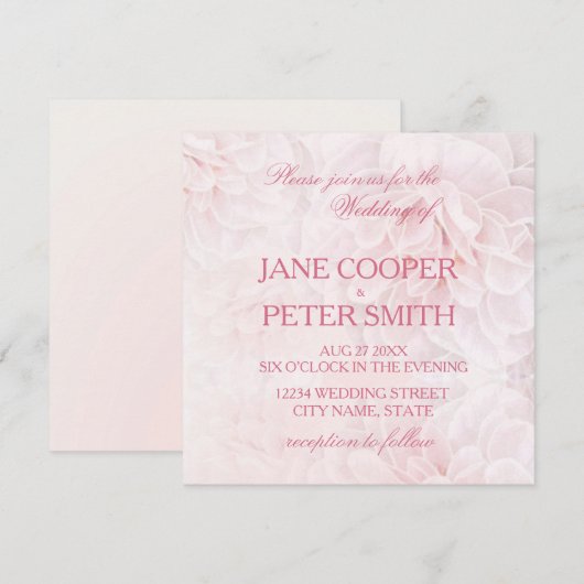 Pretty pink flowers Budget Wedding Invitation 招待状 (正面/裏面)