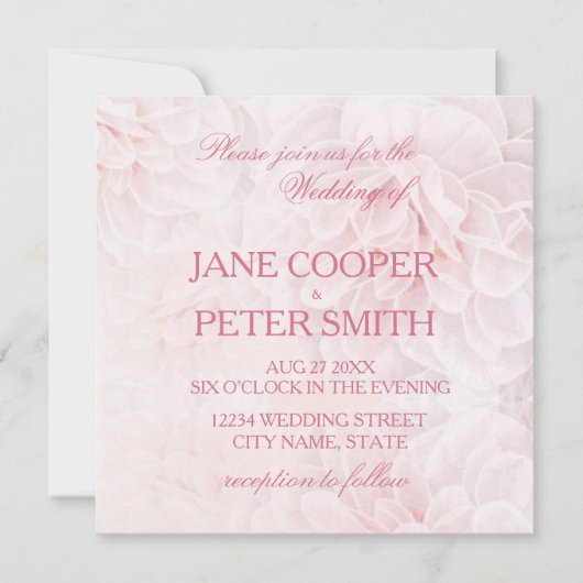 Pretty pink flowers Budget Wedding Invitation 招待状 (正面)