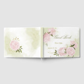 pretty pink flowers green leaves botanical ゲストブック (全面)