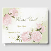 pretty pink flowers green leaves botanical ゲストブック (正面)