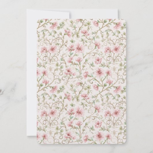 Pretty Pink Flowers Romantic Wedding 招待状 (裏面)