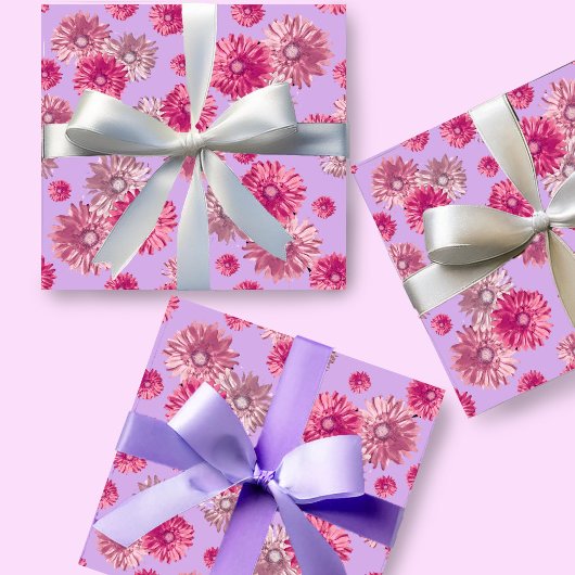 Pretty Pink Gerbera Daisy Floral ラッピングペーパー