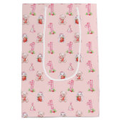 Pretty Pink Gingham, Bunnies and Bears! ミディアムペーパーバッグ (裏面)