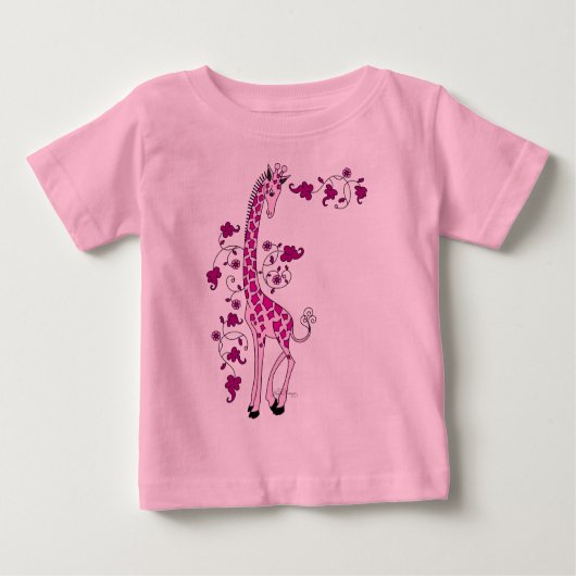 Pretty Pink Giraffe ベビーTシャツ (正面)