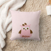 Pretty Pink Girl Owl Bib (Personalized) クッション (ブランケット)