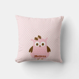 Pretty Pink Girl Owl Bib (Personalized) クッション
