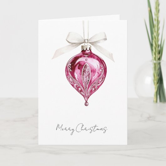 Pretty Pink Glam Christmas Ornament カード (正面)