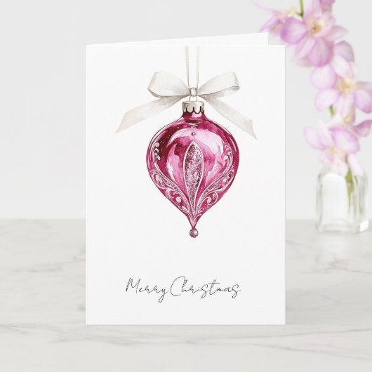Pretty Pink Glam Christmas Ornament カード (蘭)