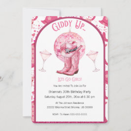 Pretty Pink & Glitter Cowgirl Birthday Invitation 招待状