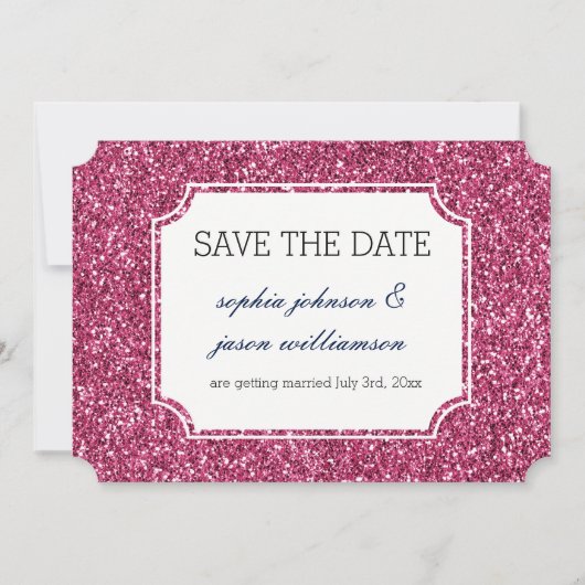 Pretty Pink Glitter Save the Date セーブザデート (正面)
