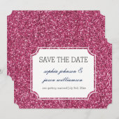 Pretty Pink Glitter Save the Date セーブザデート (正面/裏面)