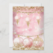 Pretty Pink Gold Bauble Holiday クリスマスパーティー 招待状 (裏面)