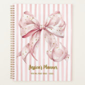 Pretty Pink Gold Confetti Bow School Planner プランナー手帳 (正面)
