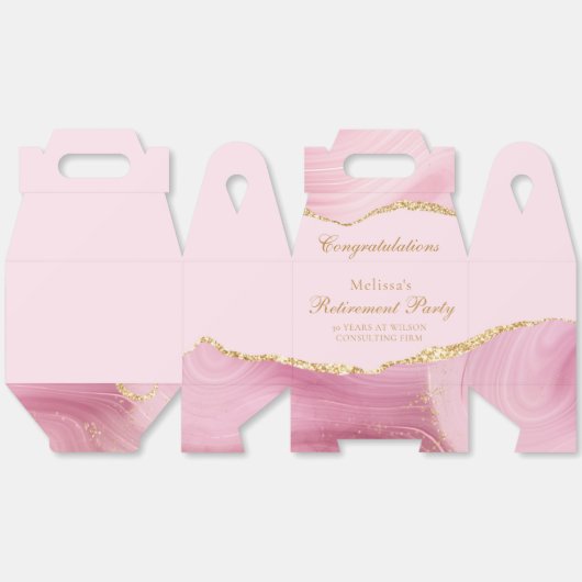 Pretty Pink Gold Retirement Party Customized フェイバーボックス (見開き)