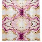 Pretty Pink Gold White Marble シャワーカーテン (正面)