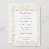 Pretty Pink Green Floral Bridal Shower 招待状 (正面)