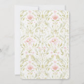 Pretty Pink Green Floral Wedding 招待状 (裏面)