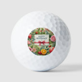 Pretty Pink Green Happy Birthday Golf Balls ゴルフボール (正面)