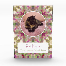 Pretty Pink Green Pet Cat Dog Memorial Keepsake フォトブロック