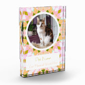 Pretty Pink Green Pet Cat Dog Memorial Keepsake フォトブロック (左)