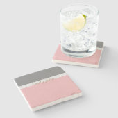 Pretty Pink & Grey Stone Coaster ストーンコースター (横)