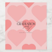 Pretty pink hearts Graduation party  ワインラベル (シングルラベル)