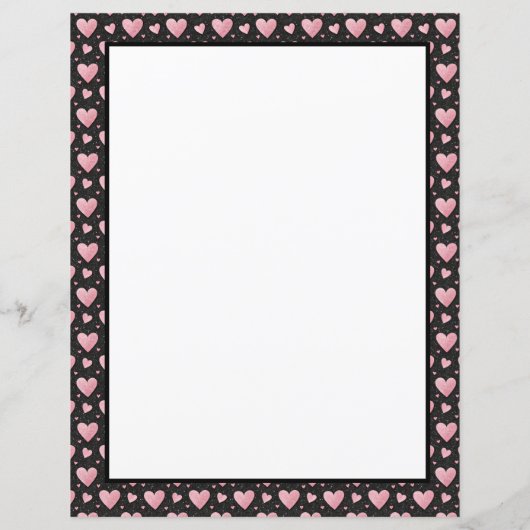 Pretty Pink Hearts on Black Personalized (裏面)